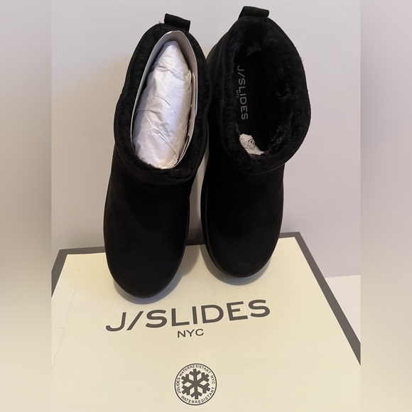 J/Slides Women’s Black Faux Suede Luxe Noone Wp Booties - Picture 5 of 7
